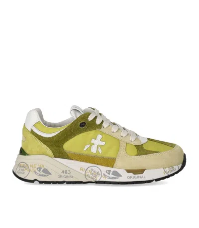 Premiata Mased 7398 Sneaker With Green Suede Accents
