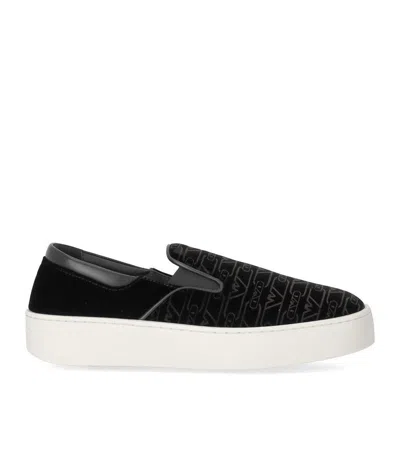 Emporio Armani Black Monogram Slip-on Sneaker