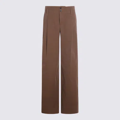 Chloé Garment Dye Organic Cotton Canvas Wide Leg Pants In Brown