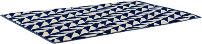 Dusen Dusen White & Navy Pattern Bathmat