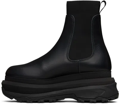 Sacai Black Leather Chelsea Boots
