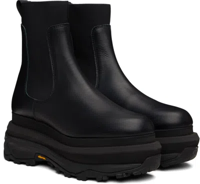 Sacai Black Leather Chelsea Boots