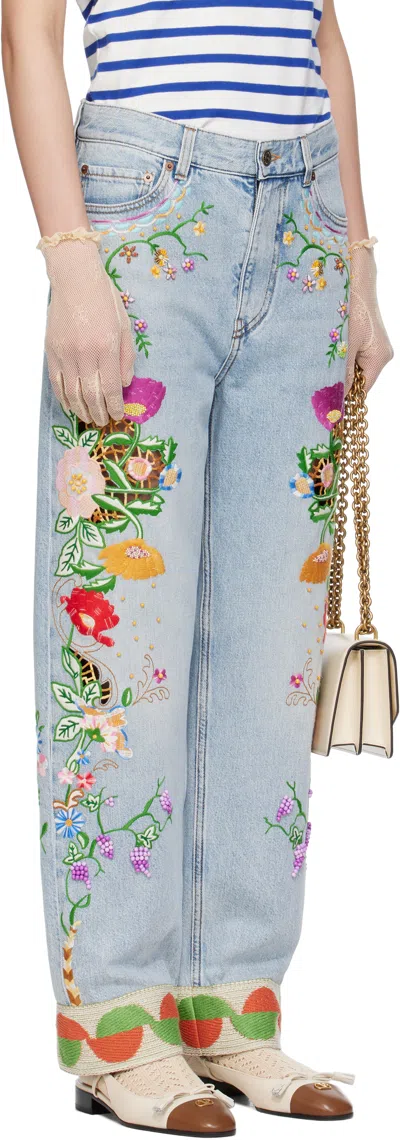 Valentino Blue Embroidered Jeans