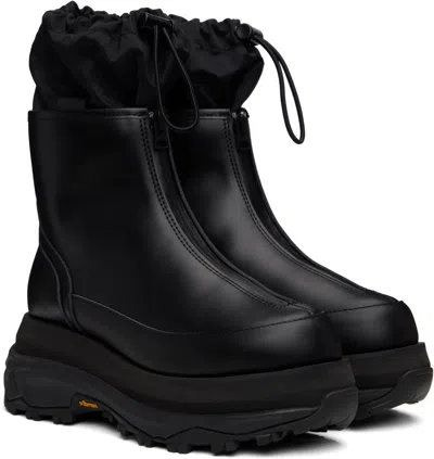 Sacai Black Zip Up Boots In Black