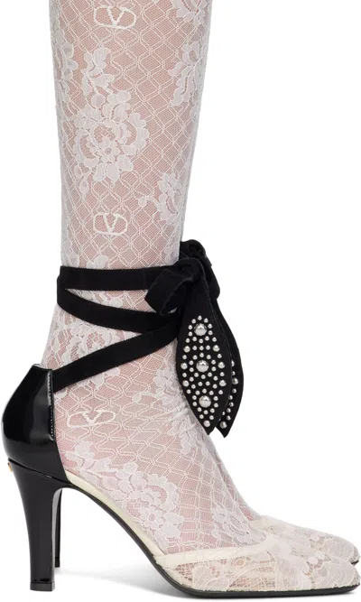 Valentino Garavani Leather Foliefoliage Dorsay Pumps 85 In Black