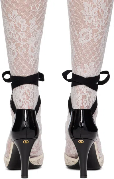 Valentino Garavani Leather Foliefoliage Dorsay Pumps 85 In Black