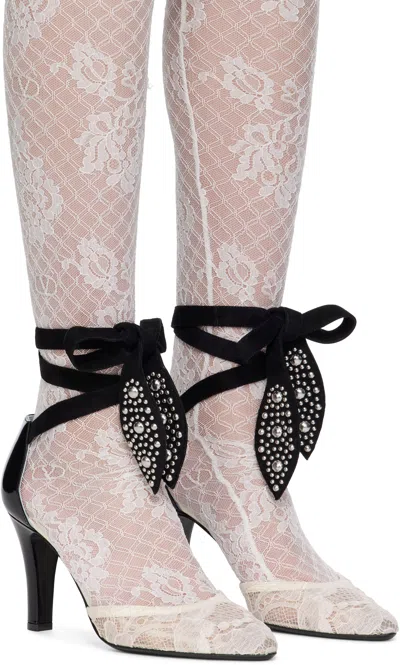 Valentino Garavani Leather Foliefoliage Dorsay Pumps 85 In Black