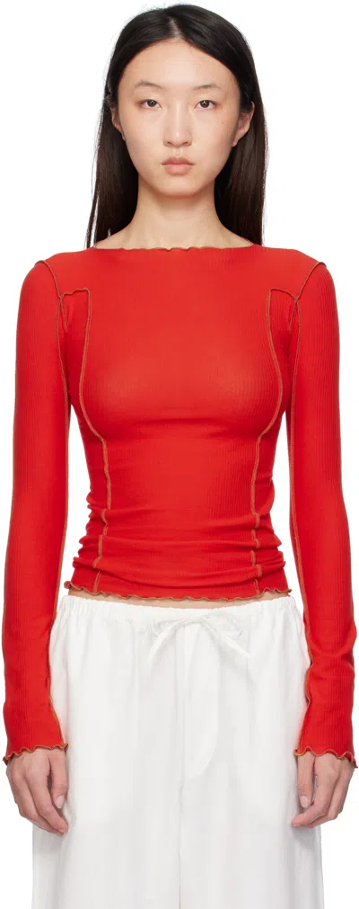 Baserange Red Omato Long Sleeve T-shirt In Red