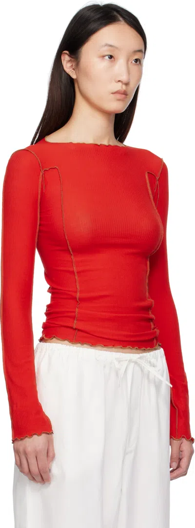 Baserange Red Omato Long Sleeve T-shirt In Red