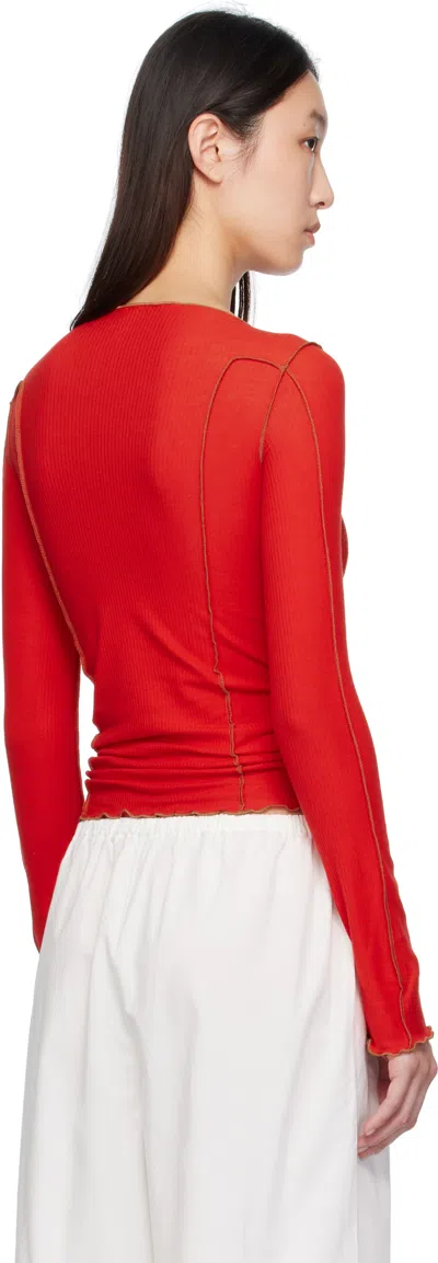 Baserange Red Omato Long Sleeve T-shirt In Red