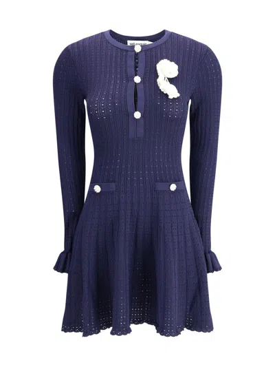 Self-portrait Self Portrait Women Perforated Knit Short Dress With Removable Lace Brooch