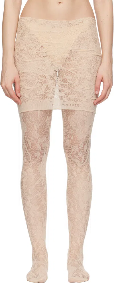 Marie Adam-leenaerdt Beige Lace Miniskirt