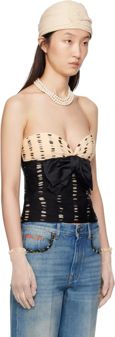 Valentino Plusdepois Print Chiffon Top With Handmade Draping And Bow Detail