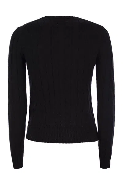Polo Ralph Lauren Slim-fit Cable Knit In Black