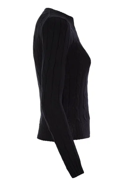 Polo Ralph Lauren Slim-fit Cable Knit In Black