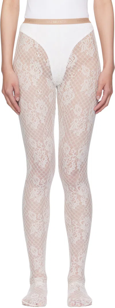 Valentino Off-white Rebrodé Lace Tights