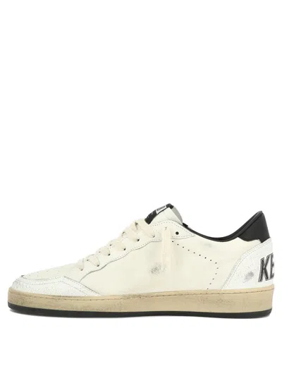 Golden Goose Round Toe Sneakers With Signature Star Patch And Suede Accents In White