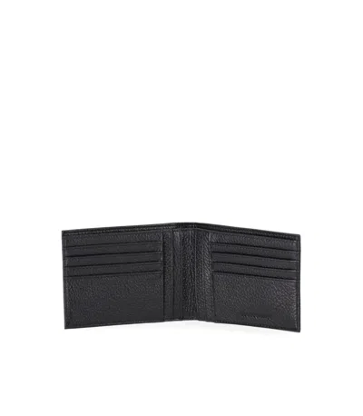 Emporio Armani Black Leather Wallet+keychain Set