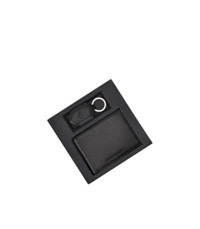 Emporio Armani Black Leather Wallet+keychain Set