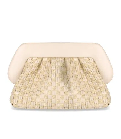 Themoirè Bios Micro Weaved Straw Shell Clutch Bag