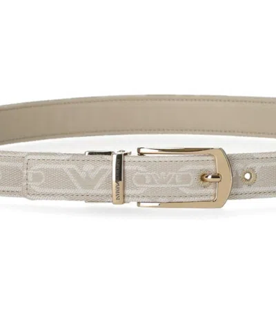 Emporio Armani Monogram Natural Reversible Belt In Neutral