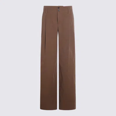 Chloé Garment Dye Organic Cotton Canvas Wide Leg Pants In Brown