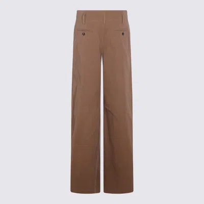 Chloé Garment Dye Organic Cotton Canvas Wide Leg Pants In Brown