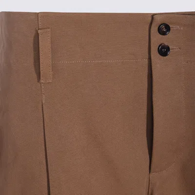 Chloé Garment Dye Organic Cotton Canvas Wide Leg Pants In Brown