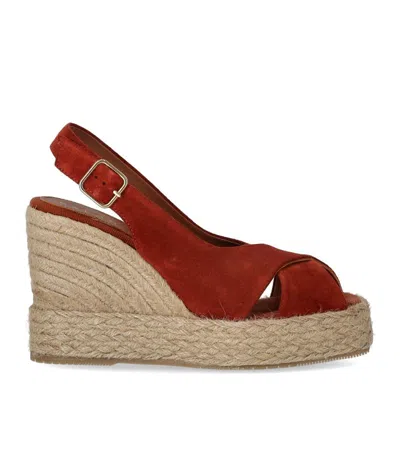 Palomitas Lucile Red Wedge Espadrille Sandal In Burgundy