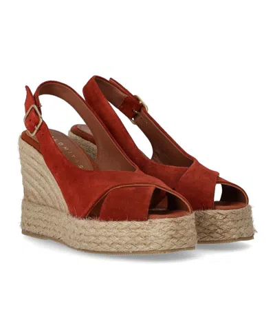 Palomitas Lucile Red Wedge Espadrille Sandal In Burgundy