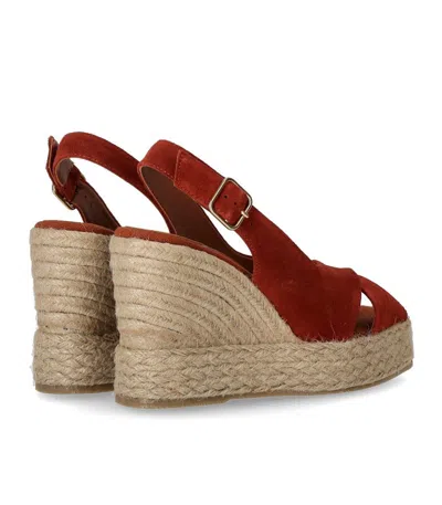 Palomitas Lucile Red Wedge Espadrille Sandal In Burgundy