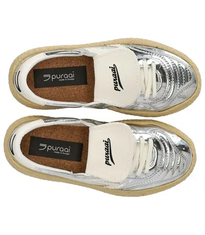 Puraai 4.05 Polly Cocco Silver Sneaker In Metallic