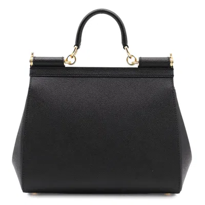 Dolce & Gabbana Black Leather Sicily Big Top Handle Bag