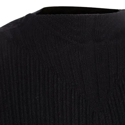 Rick Owens Men Fisherman Round Neck Virgin Wool Sweater In Black