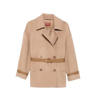 Max Mara Double-breasted Belted Coat In Neutral