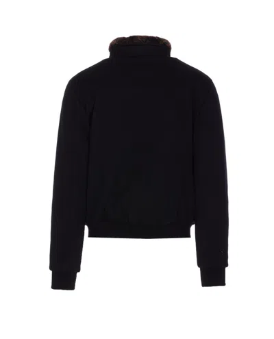 Moorer Padded Fleece Zip-up Jacket With Detachable Faux-fur Collar In Brown