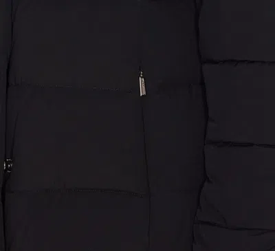 Moorer Hooded Jacket With Fur Trim And Quilted Pattern In Black
