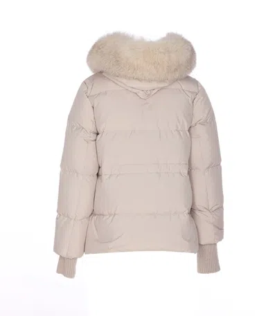 Moorer Quilted Jacket With Removable Fur Hood In Neutral