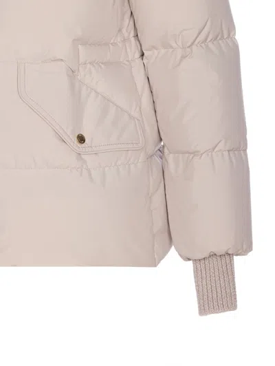 Moorer Quilted Jacket With Removable Fur Hood In Neutral