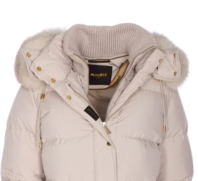 Moorer Quilted Jacket With Removable Fur Hood In Neutral