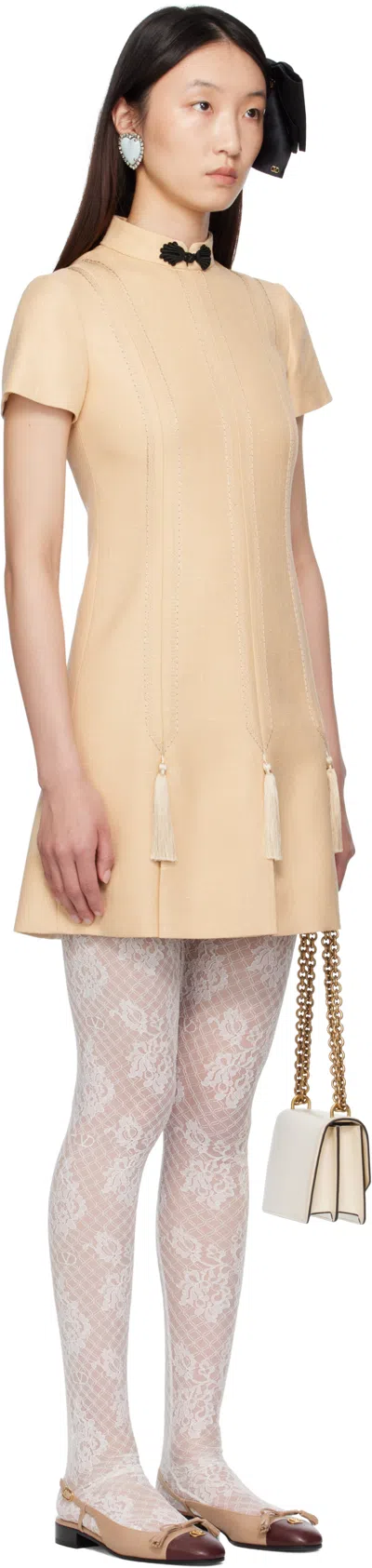 Valentino Beige Rustic Silk Minidress