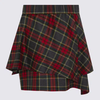 Vivienne Westwood Asymmetric Wrap Skirt With Check Pattern And Button Fastening