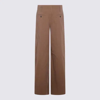 Chloé Garment Dye Organic Cotton Canvas Wide Leg Pants In Brown