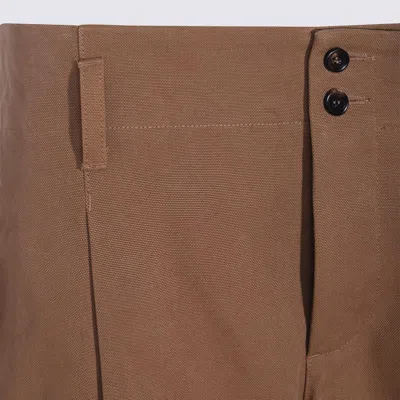Chloé Garment Dye Organic Cotton Canvas Wide Leg Pants In Brown