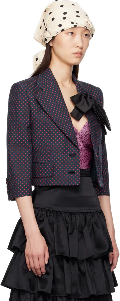 Valentino Navy Plusdepois Print Bow Jacket