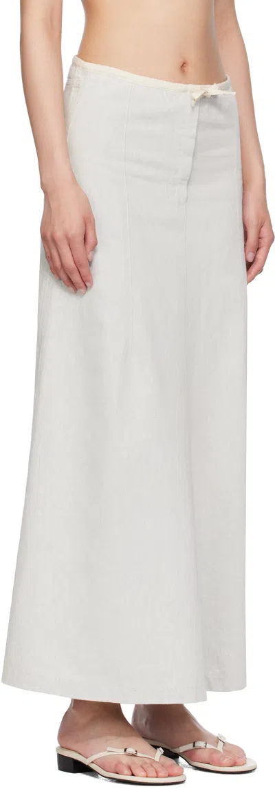 Baserange Off-white & Blue Arthur Denim Maxi Skirt