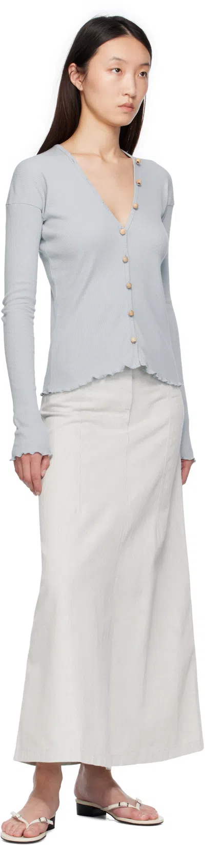 Baserange Off-white & Blue Arthur Denim Maxi Skirt