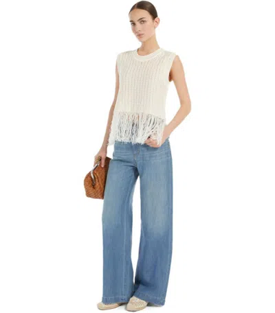 Weekend Max Mara Navetta White Fringed Top