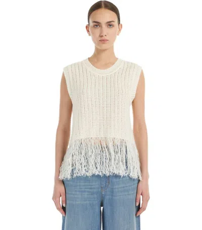 Weekend Max Mara Navetta White Fringed Top
