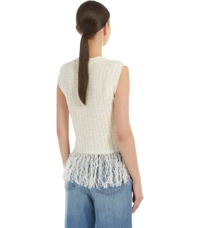 Weekend Max Mara Navetta White Fringed Top